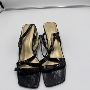 Vintage Naturalizer Black Patent Strappy Sandals Size 10N Narrow Made In Brazil